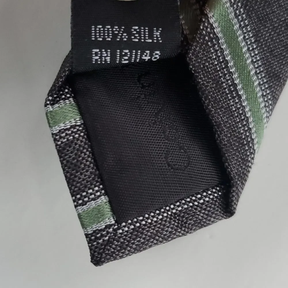 CALVIN KLEIN SILK MEN'S TIE GRAY GREEN WHITE OFFICE WORK COCKTAIL